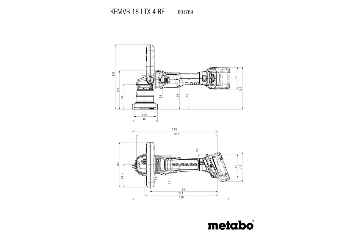 Metabo 18V Brushless Metal Bevelling Tool KFMVB 18 LTX 4 RF (Tool Only) - 601769840 - AIMS Industrial Supplies