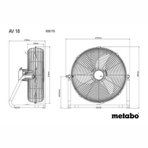 Metabo 18V Cordless Fan (Tool Only) - 606176850 - AIMS Industrial Supplies