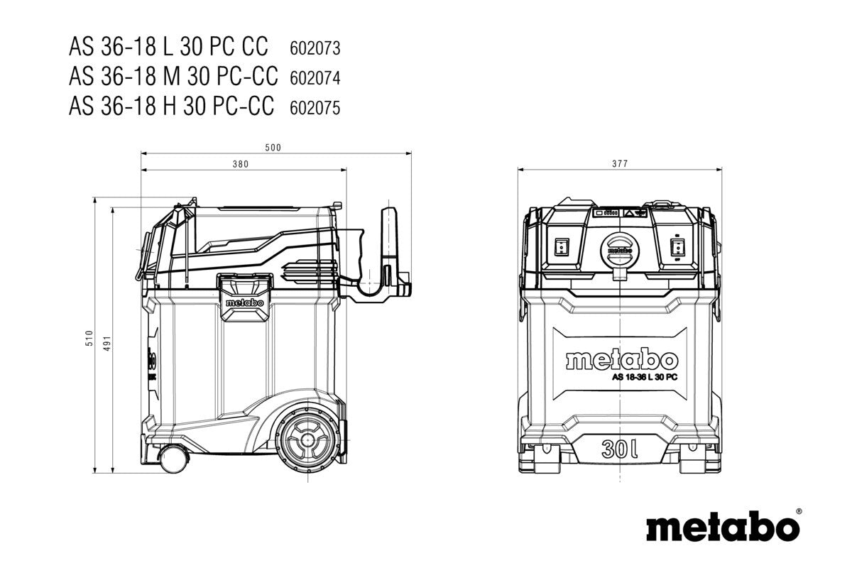 Metabo AS 36-18 H 30 PC-CC Cordless Vacuum Cleaner (Tool Only)2