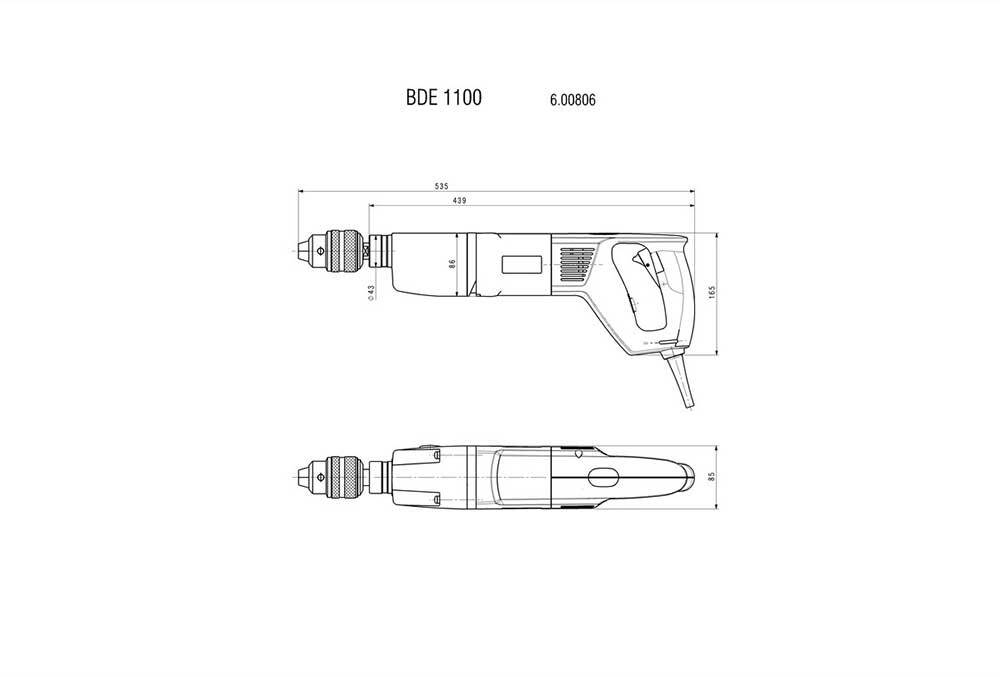 Metabo BDE 1100 1100W 2 Speed Drill D-Handle 1200rpm 6008060003