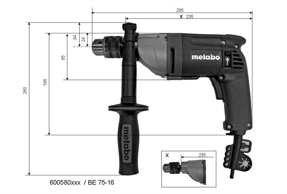 Metabo BE 75-16 750W High Tourque Drill 660rpm  6005801903