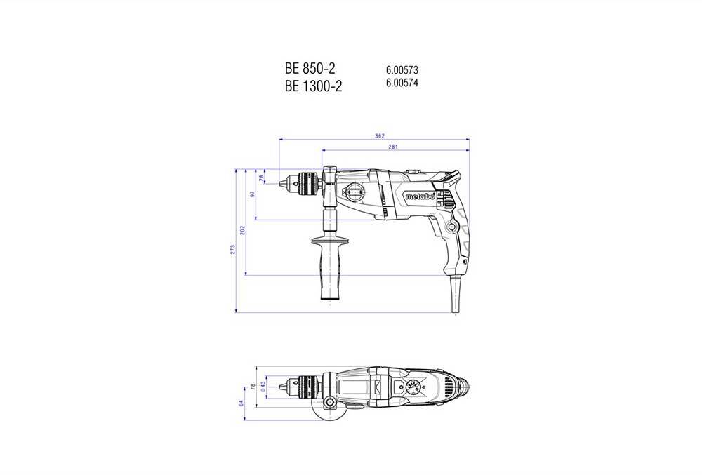 Metabo BEV 1300-2 1300W 2 Speed Drill 3100rpm 600574000 - AIMS Industrial Supplies