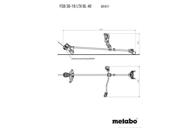 Metabo FSB 36-18 LTX BL 40 Cordless Brushcutter W/ Bike-Handle, 18V (Tool Only) - AIMS Industrial Supplies