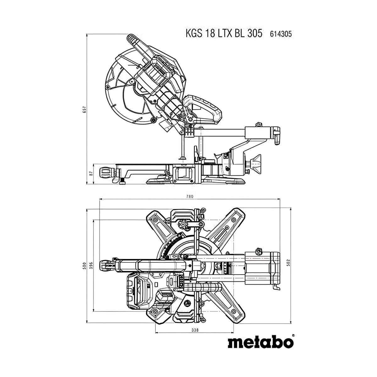 Metabo KGS 18 LTX BL 305 - 18V Cordless Mitre Saw - Tool Only