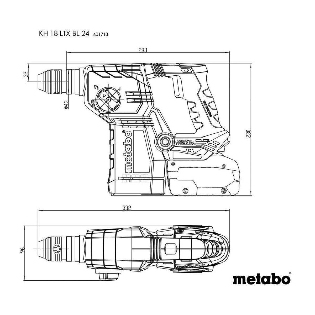 Metabo KH 18 LTX BL 24 18V Cordless Rotary Hammer Drill 3 Mode (Tool Only)