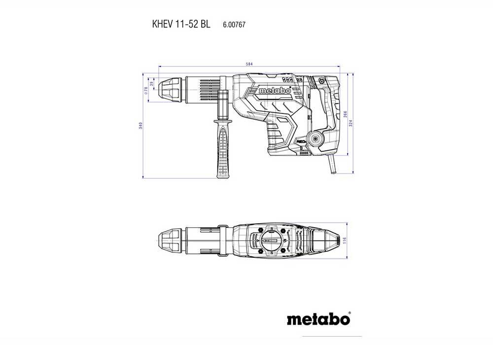 Metabo KHEV 11-52 Brushless SDS Max Rotary Hammer 1500W, 2 Mode - AIMS Industrial Supplies