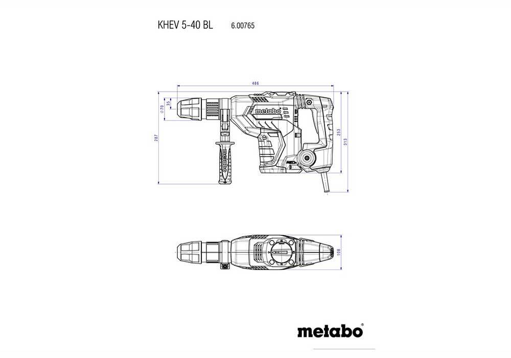 Metabo KHEV 5-40 BL Brushless SDS Max Rotary Hammer 1150W , 2 Mode3