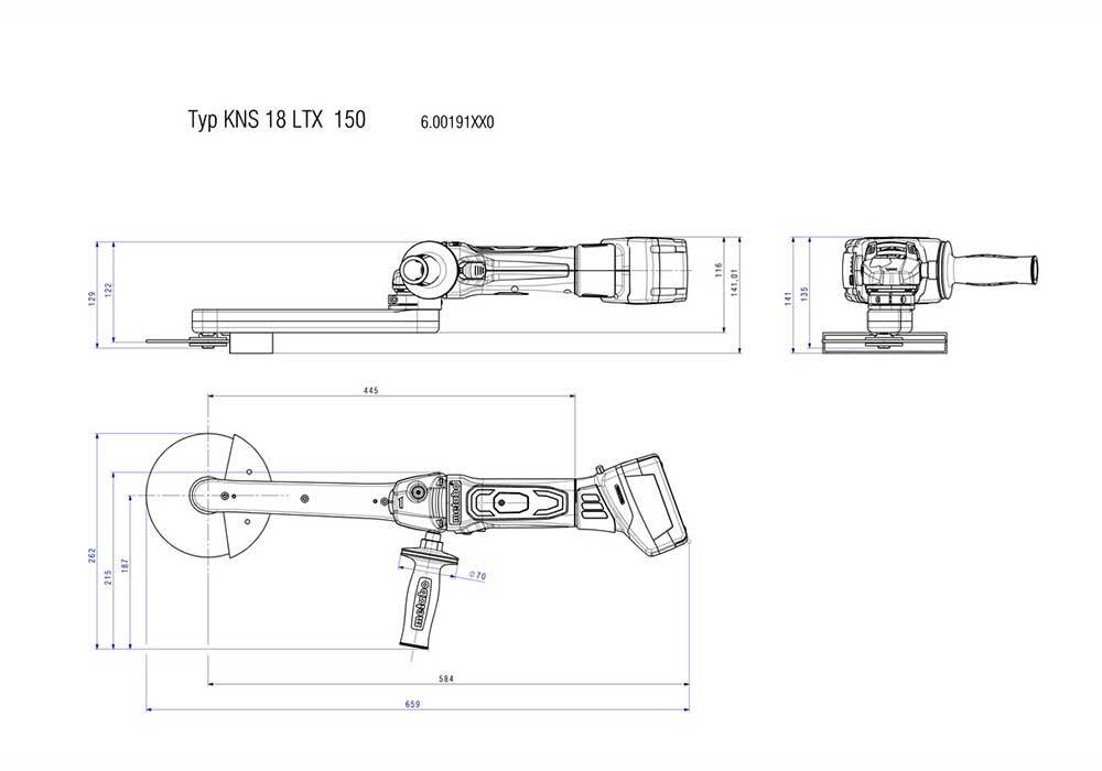 Metabo KNS 18 LTX 150 Cordless Fillet Weld Grinder, 18V (Tool Only)2