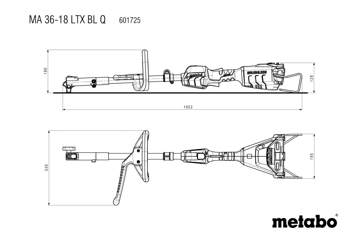Metabo MA 36 - 18 LTX BL Q 2 x 18V Brushless Quick Coupling Multi - Function Powerhead - AIMS Industrial Supplies