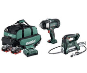 Metabo MET18MX2SB2HD5.5HE 18V Brushless 3/4" Impact Wrench 1750Nm & Grease Gun Kit1