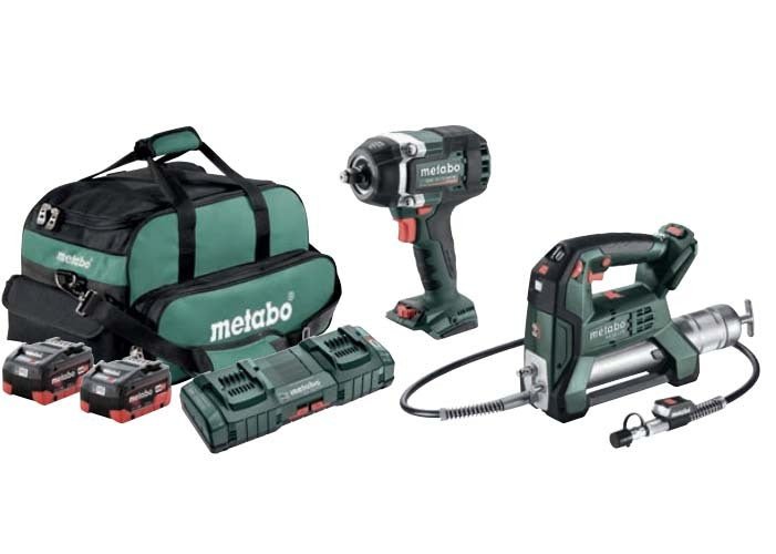 Metabo MET18MX2SB2HD5.5FA 18V Brushless 1/2" Impact Wrench & Grease Gun Kit - AIMS Industrial Supplies