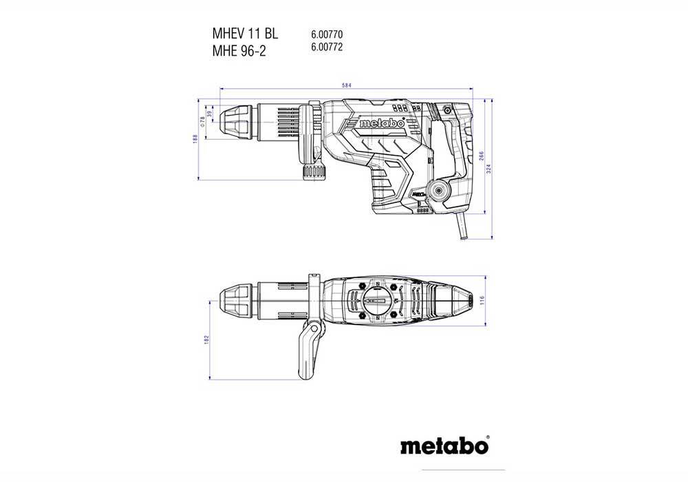Metabo MHEV 11 BL Brushless SDS Max Demolition Hammer 1500W - AIMS Industrial Supplies