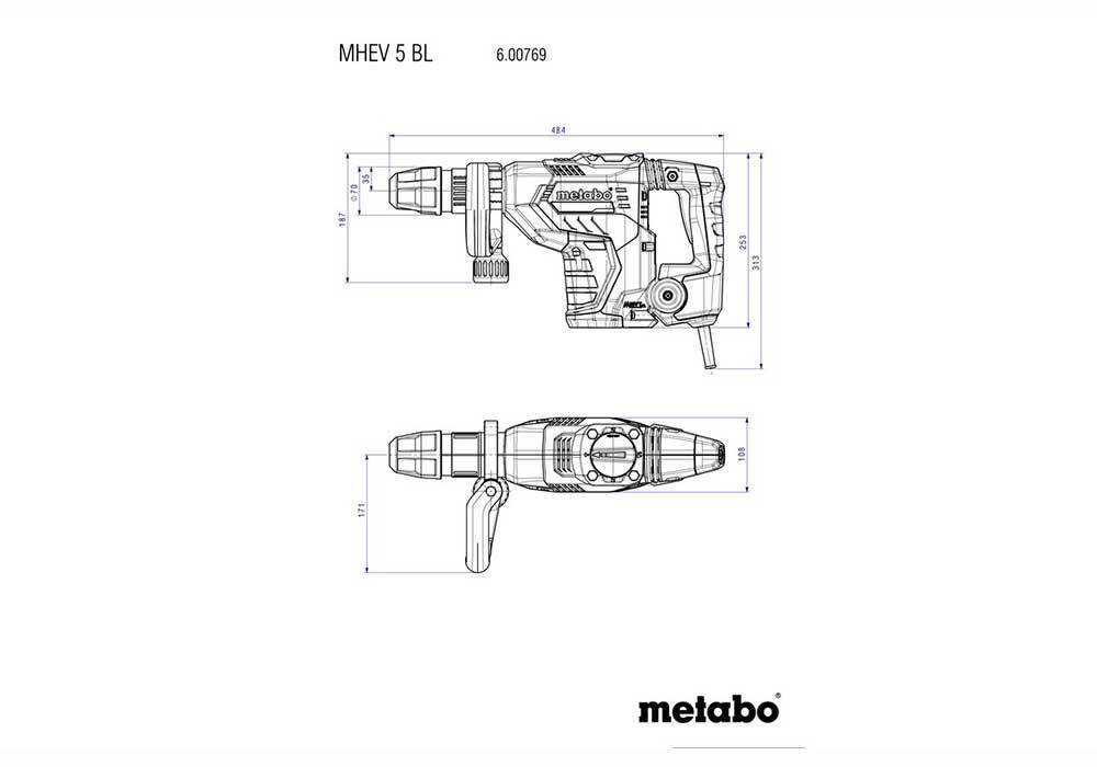 Metabo MHEV 5 BL Brushless SDS Max Demolition Hammer 1150W - AIMS Industrial Supplies