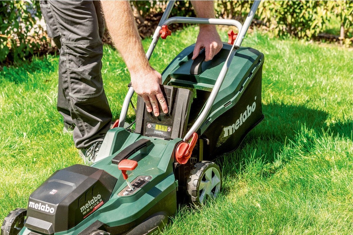 Metabo RM 36-18 LTX BL 36 Twin 18V 360mm Cordless Lawn Mower (Tool Only) - 601716850 - AIMS Industrial Supplies