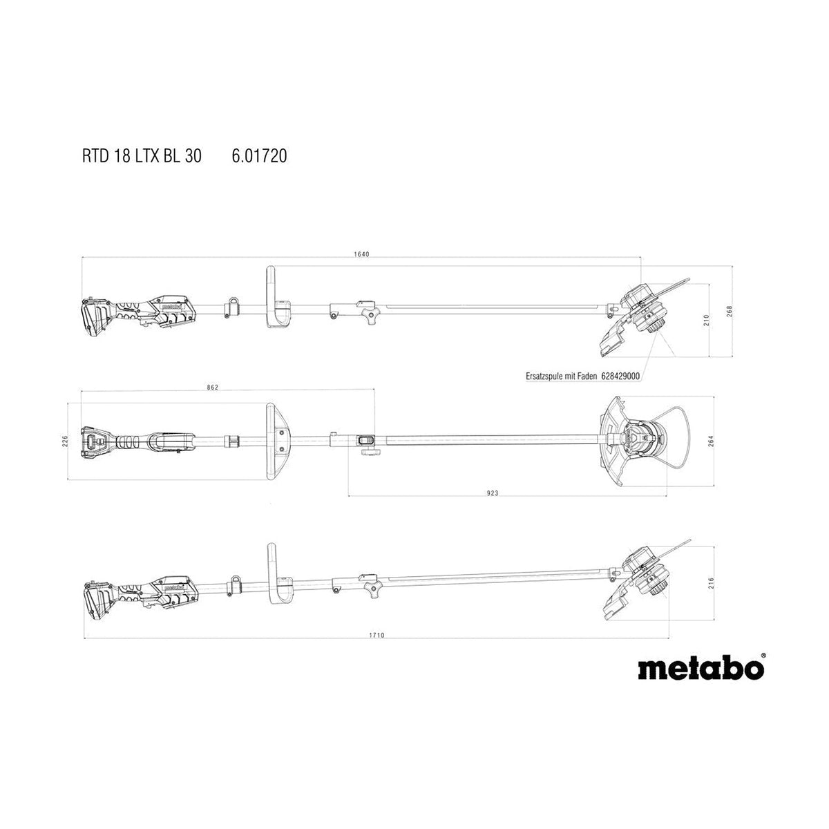 Metabo RTD 18 LTX BL 30 18V Cordless Brushless Lawn Trimmer (Tool Only) - 601720850
