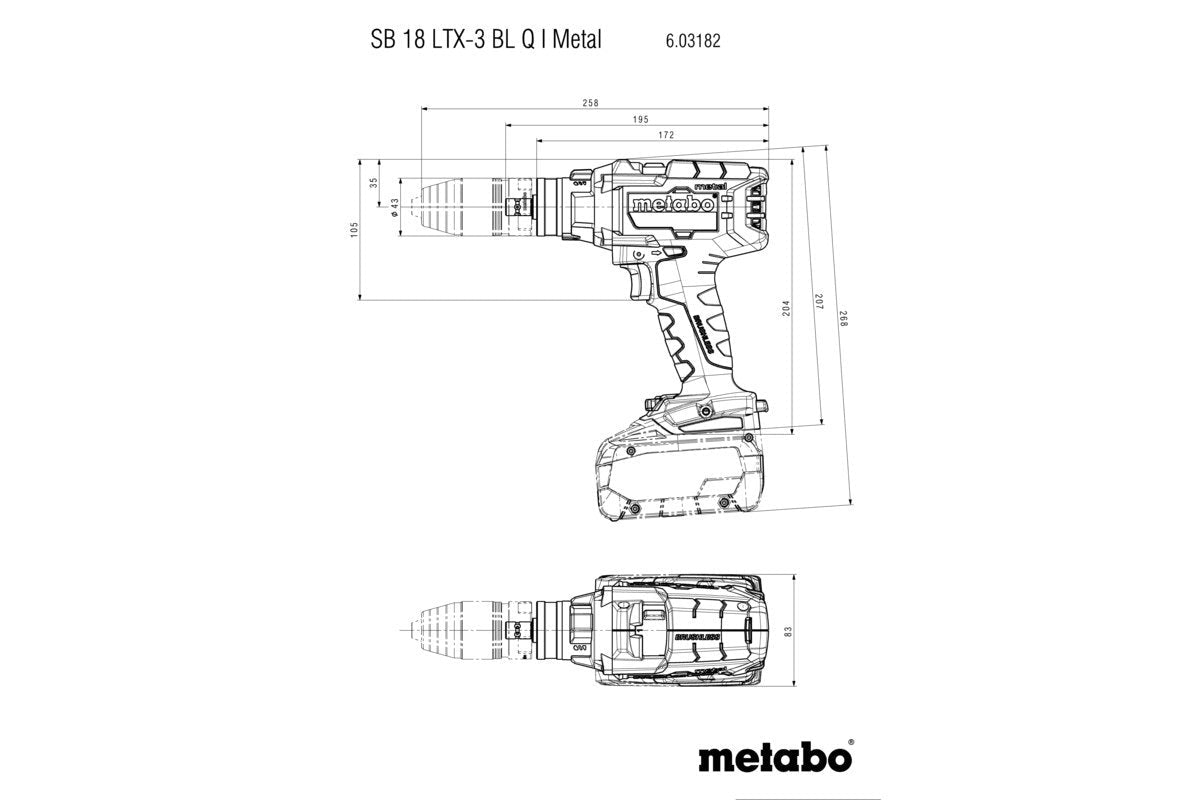 Metabo SB 18 LTX - 3 BL Q I Metal 18V Brushless 3 Speed Hammer Drill 130Nm - AIMS Industrial Supplies