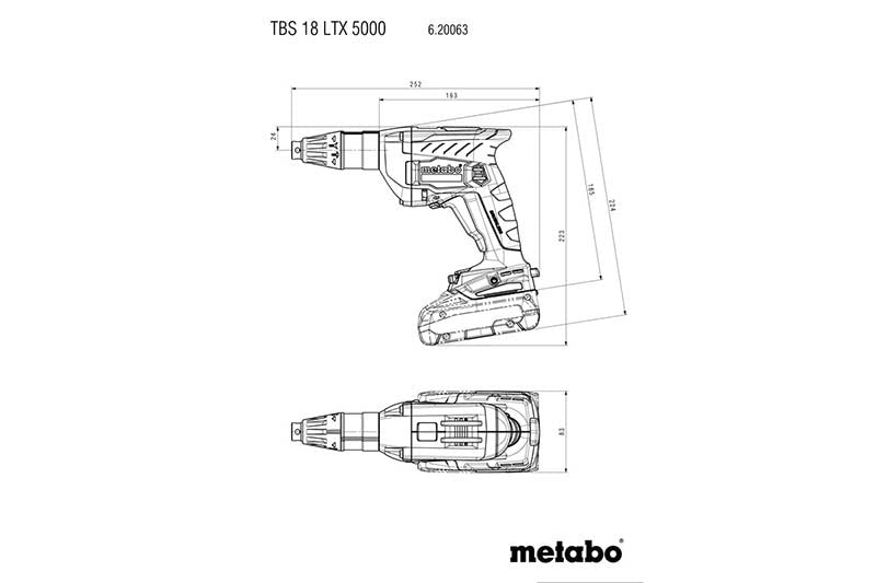 Metabo TBS 18 LTX BL 5000 - 18V Cordless Drywall Screwdriver - Tool Only - AIMS Industrial Supplies