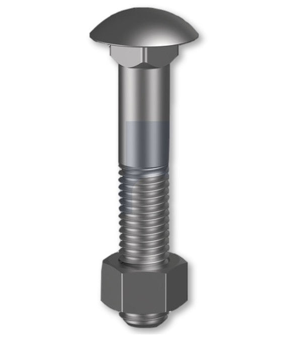 Metric Cup Head Bolt & Nut - Grade 4.6 Mild Steel Zinc Finish - AIMS Industrial Supplies