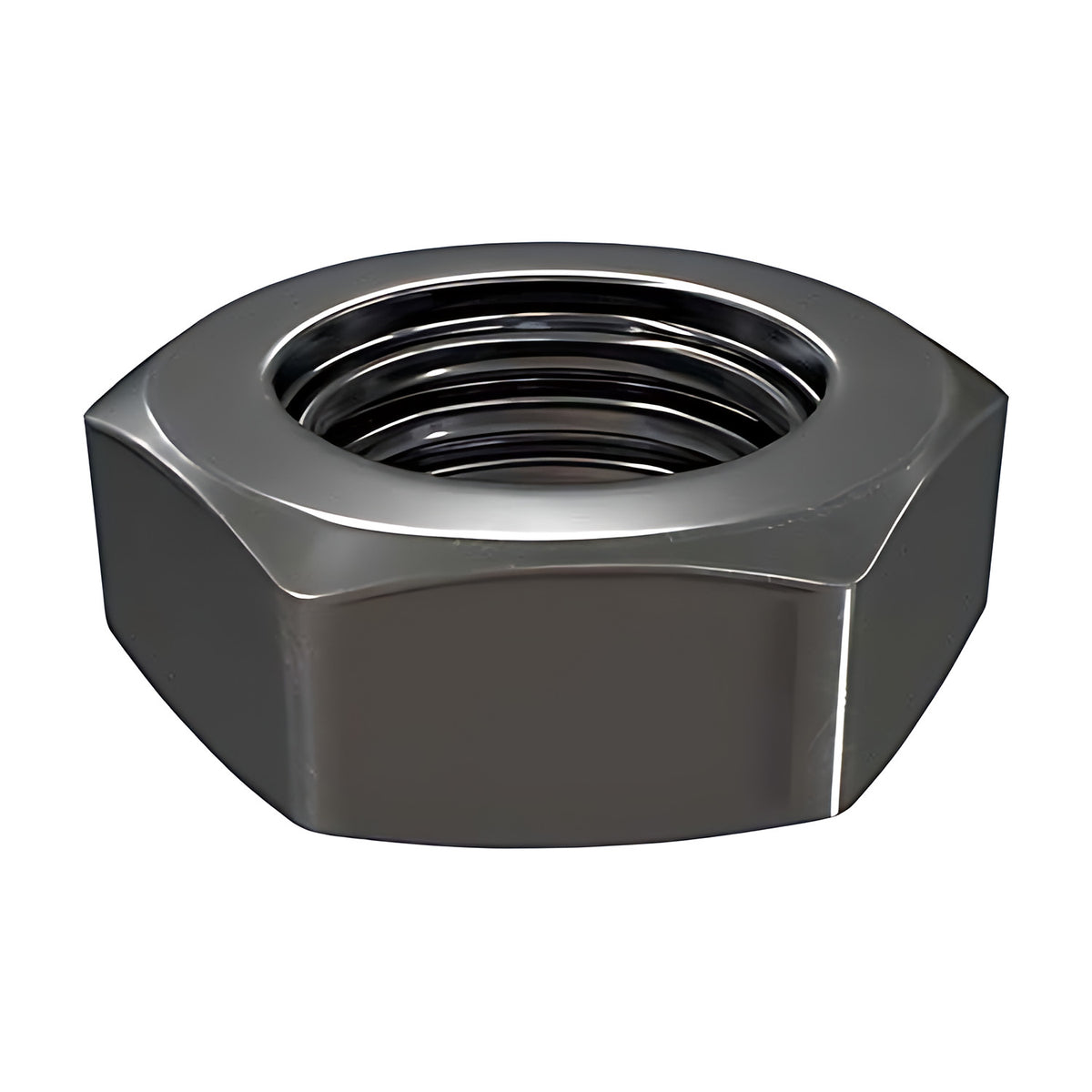 Hobson Class 8 zinc plated thin hex nut, M5 to M36 range, dark steel grey with chamfered edges