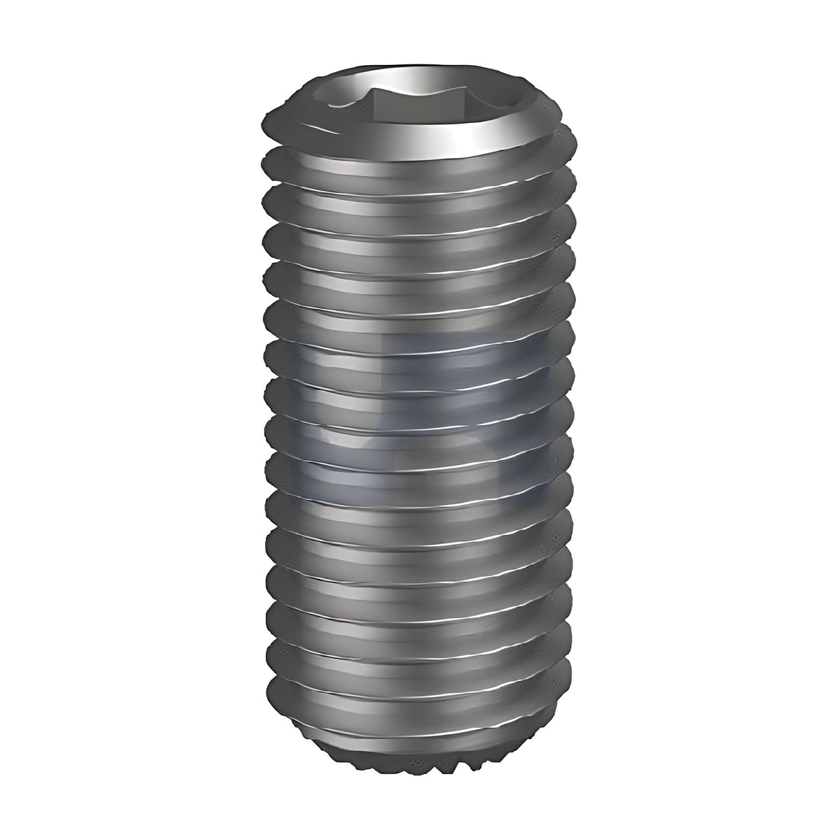Bremick metric socket set (grub) screw, plain alloy steel, dark grey cylinder with full thread and a hex socket end
