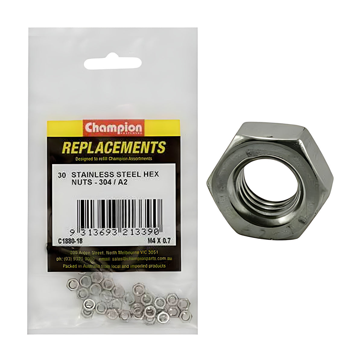 Metric Stainless Steel Hex Nut Assortment Refill