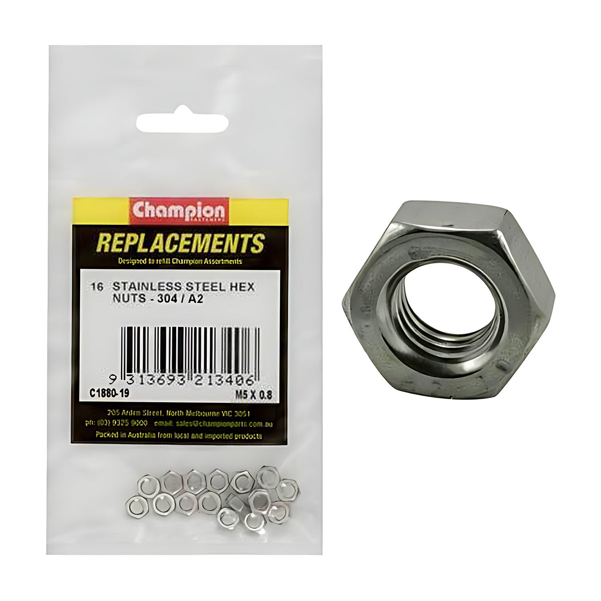 Metric Stainless Steel Hex Nut Assortment Refill