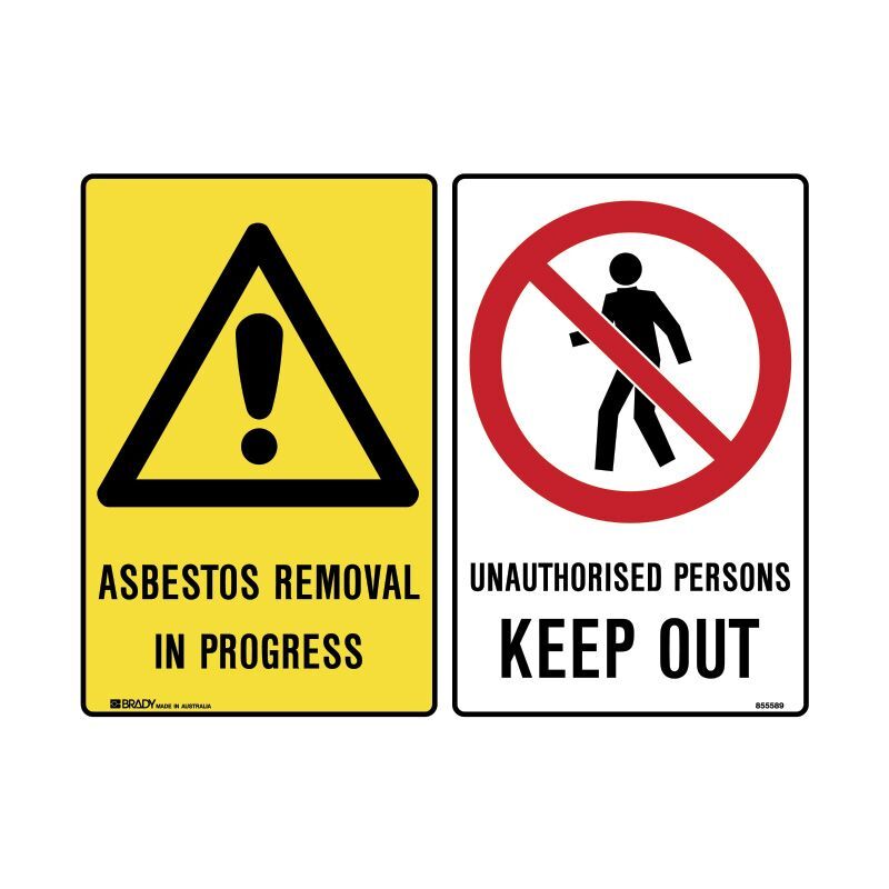 Multi Message Sign - Abestos Removal and Unauthorised Person Keep Out - AIMS Industrial Supplies