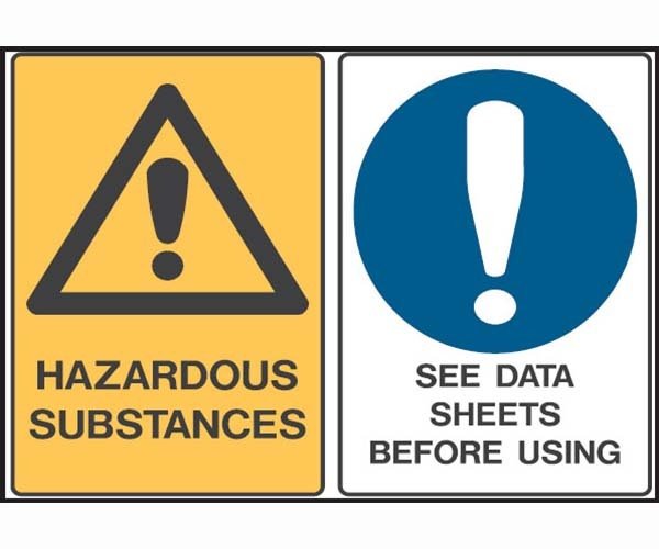 Multi Message Sign - Hazardous Substances/See Data Sheets Before Using - AIMS Industrial Supplies