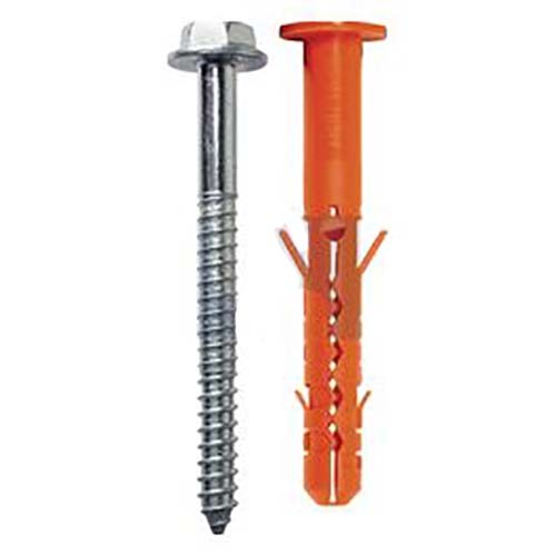 Mungo MBRK-STB Nylon Frame Plug W/ Collar & Hex Screw T40 80mm Zinc - Pack of 50