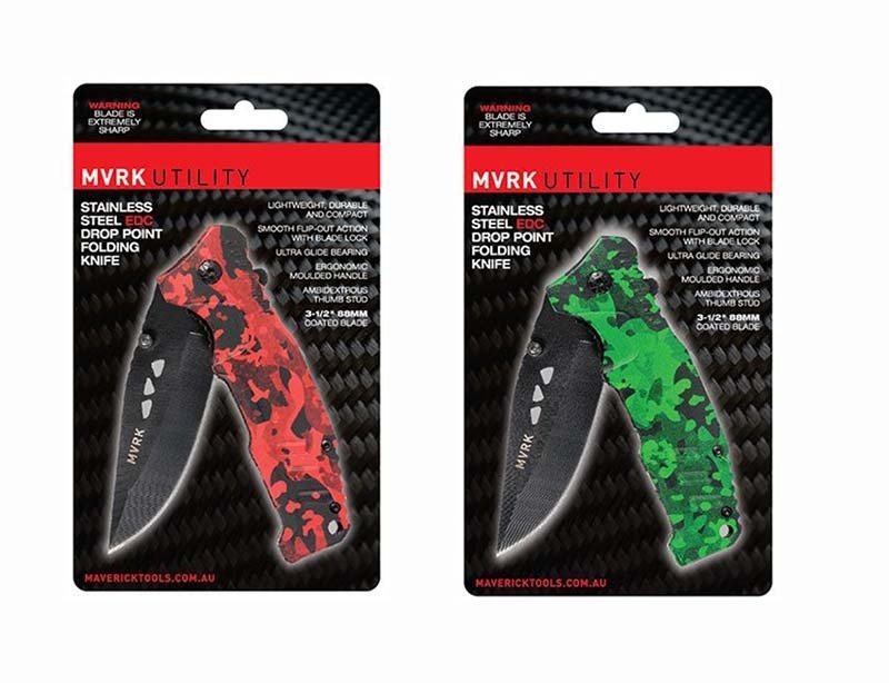 MVRK Camo Stainless Steel EDC Drop Point Folding Knife - AIMS Industrial Supplies