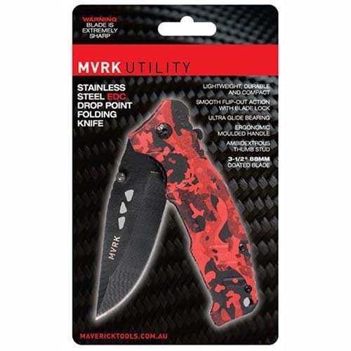 MVRK Camo Stainless Steel EDC Drop Point Folding Knife - AIMS Industrial Supplies