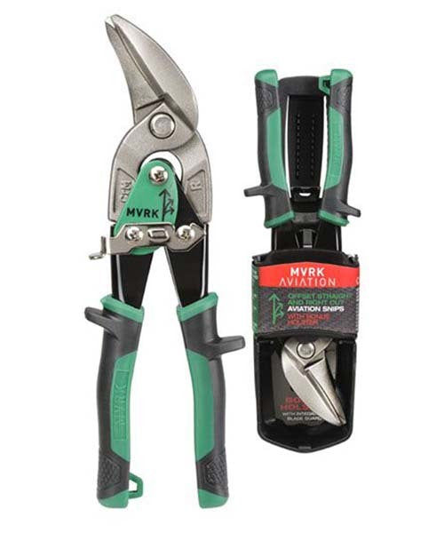 MVRK Right Cutting Offset Aviation Snip With Holster And Belt Clip