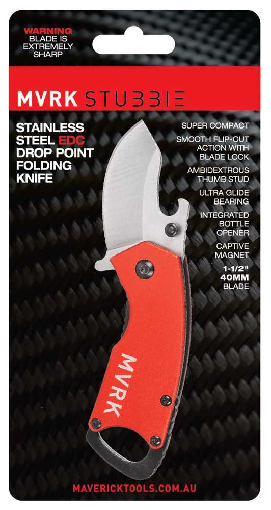 MVRK Stubbie Drop Point Folding Knife Stainless Steel - AIMS Industrial Supplies