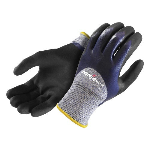 Ninja Maxim Cut 3-Oil Gloves  Blue, Med - Pack of 12