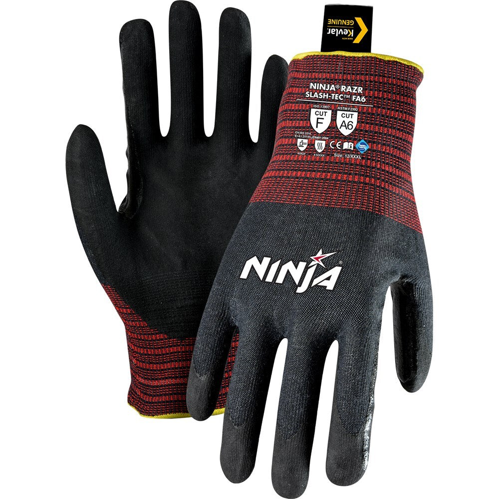Ninja Razr Slash-Tec FA6 Cut F Gloves Black Large - Pack of 12