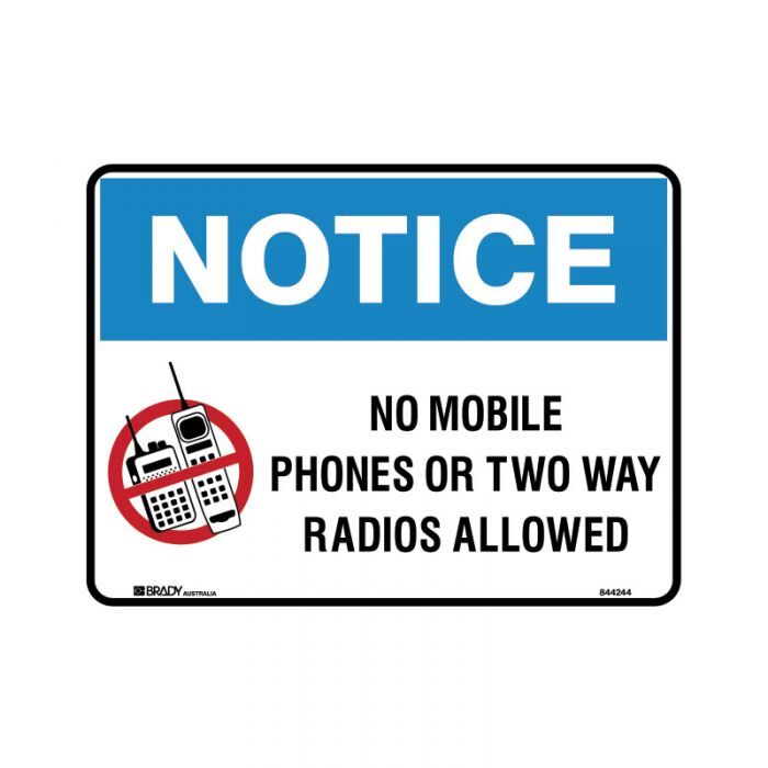 No Mobile Phones Or Two Way Radios Allowed Polypropylene - AIMS Industrial Supplies