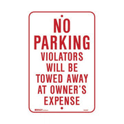 No Parking Violator Will Be Towed Away At Owners Expense - AIMS Industrial Supplies