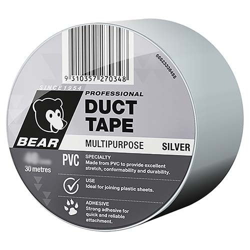 Norton Bear Duct Tape Multi Purpose PVC Black 50mm x 30m Pack of 36 - AIMS Industrial Supplies
