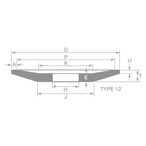 Norton Grinding Wheel Dish Wheel White Medium/Fine 100 x 13 x 19.05 mm - AIMS Industrial Supplies