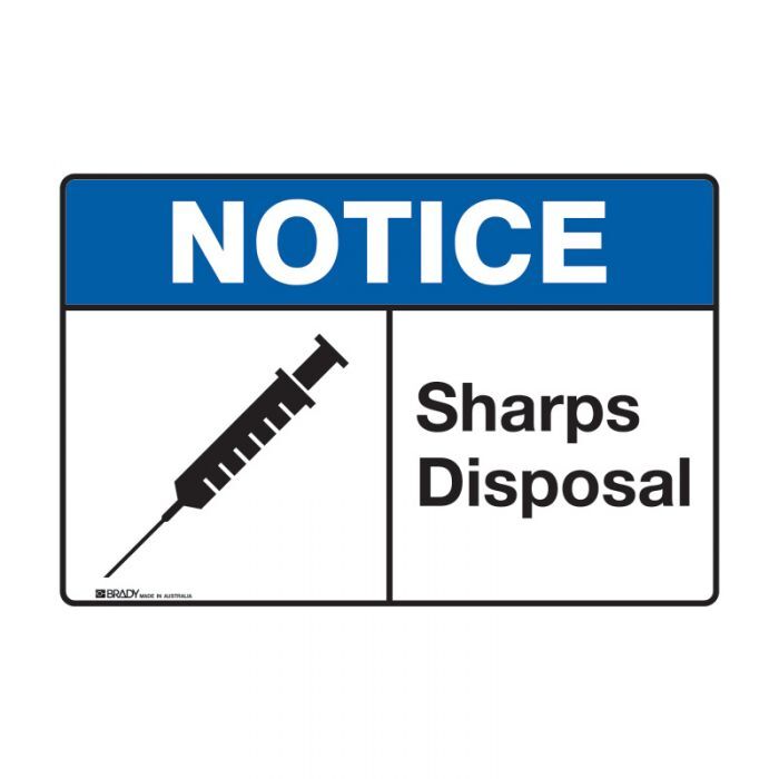 Notice Sign - Sharps Disposal 450 x 300mm Multiflute