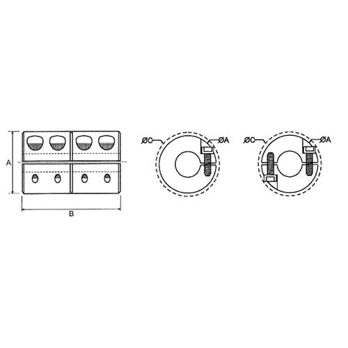 One Piece Split Rigid Coupling Clamp Type Imperial - AIMS Industrial Supplies