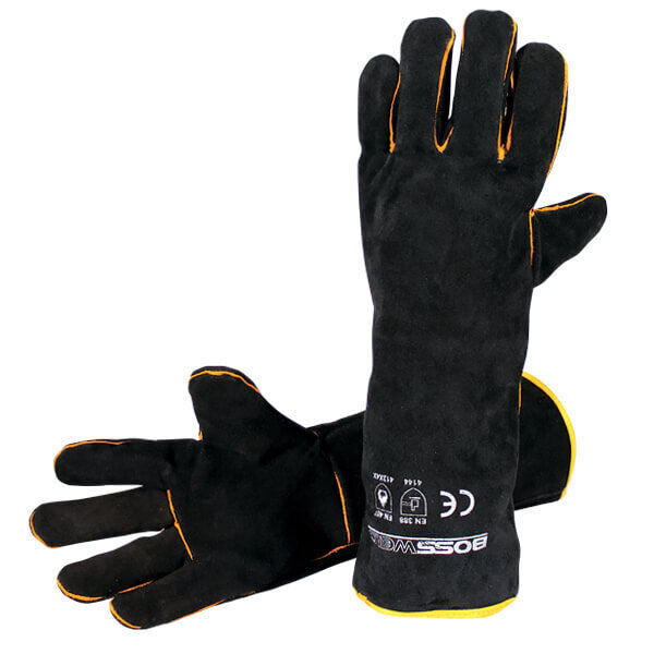 Pack of 12 Pairs - Bossweld 16" Black & Gold Welding Glove1