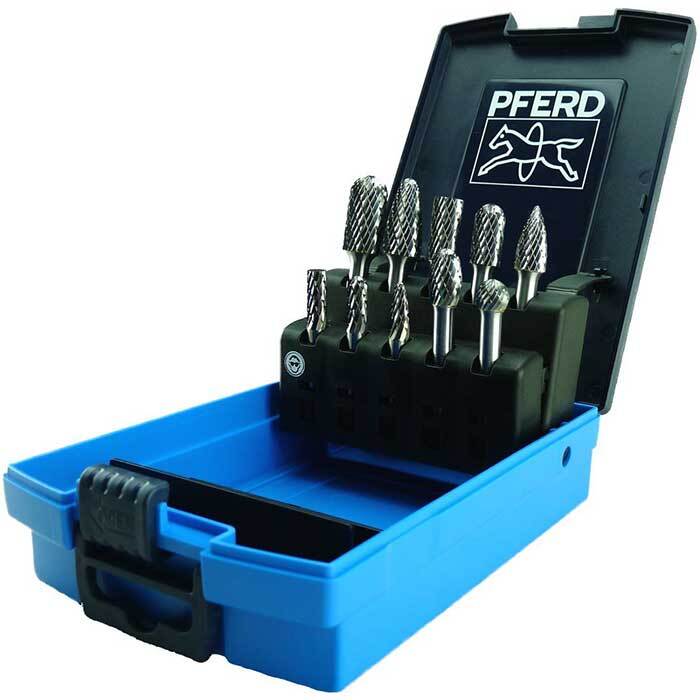 Pferd 10pc Burr Set 1/4" Shank Tungsten Carbide - Cut Tough 260061721