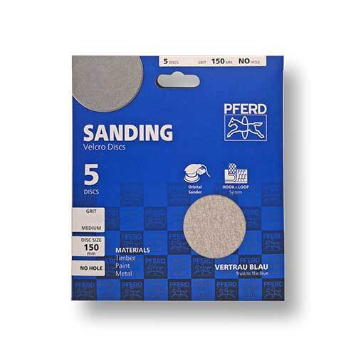 Pferd 5 - Pack Hook and Loop Sanding Disc 150mm No Hole - AIMS Industrial Supplies