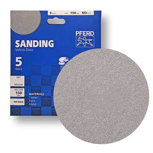 Pferd 5 - Pack Hook and Loop Sanding Disc 150mm No Hole - AIMS Industrial Supplies