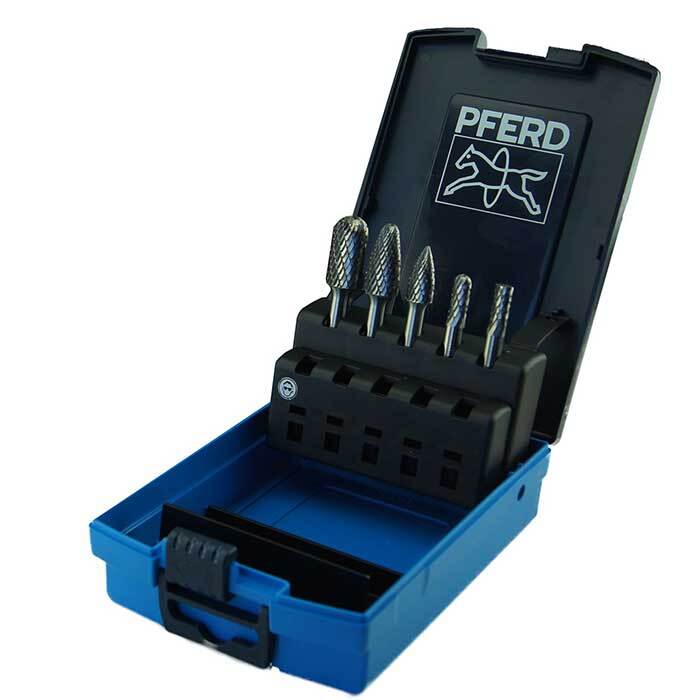 Pferd 5pc Burr Set 1/4" Shank Tungsten Carbide - Cut Tough 26006171 - AIMS Industrial Supplies