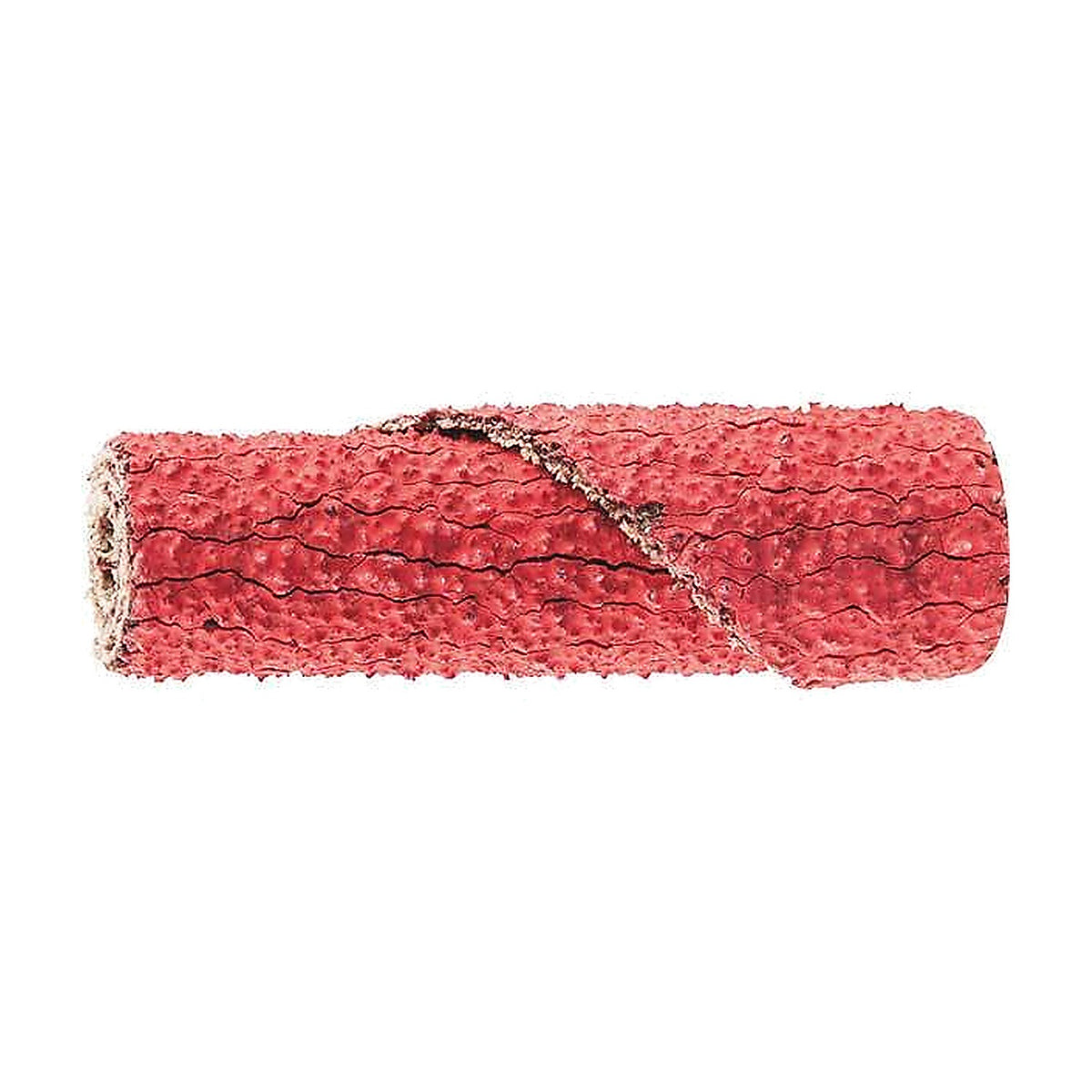 Pferd POLIROLL PR CO-COOL cartridge roll, large red ceramic roll with a coarse cracked surface and a spiral seam, side view