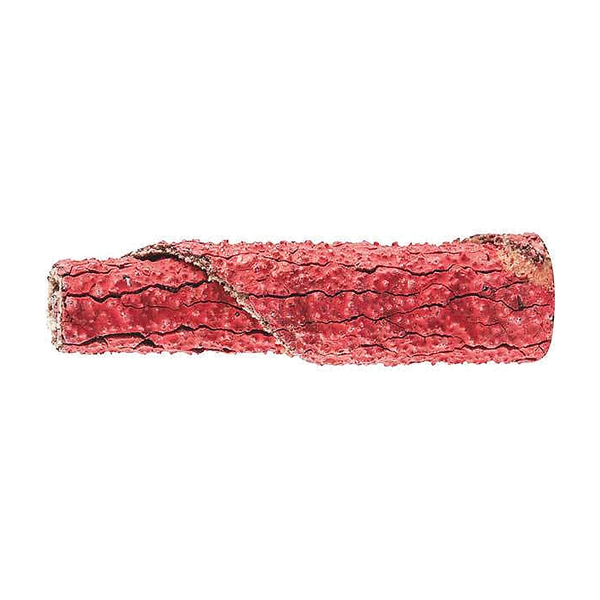 Pferd POLIROLL PR CO-COOL cartridge roll, thick red ceramic roll with heavy dark crack lines and a spiral seam, side view