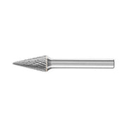 Pferd SKM conical pointed burr Cut 3 PLUS 6.35 mm shank, wide pointed cone head, side view on white