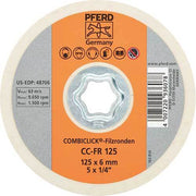 Pferd COMBICLICK CC-FR 125 felt disc, white felt rim with orange and grey label and a hex centre hub, 125 x 6 mm